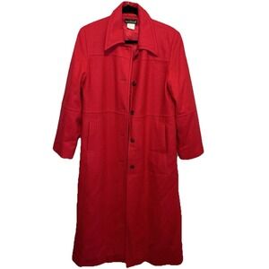Long Maxi‎ Wool Trench Coat Size 10P Classic Red Capsule Norm VTG